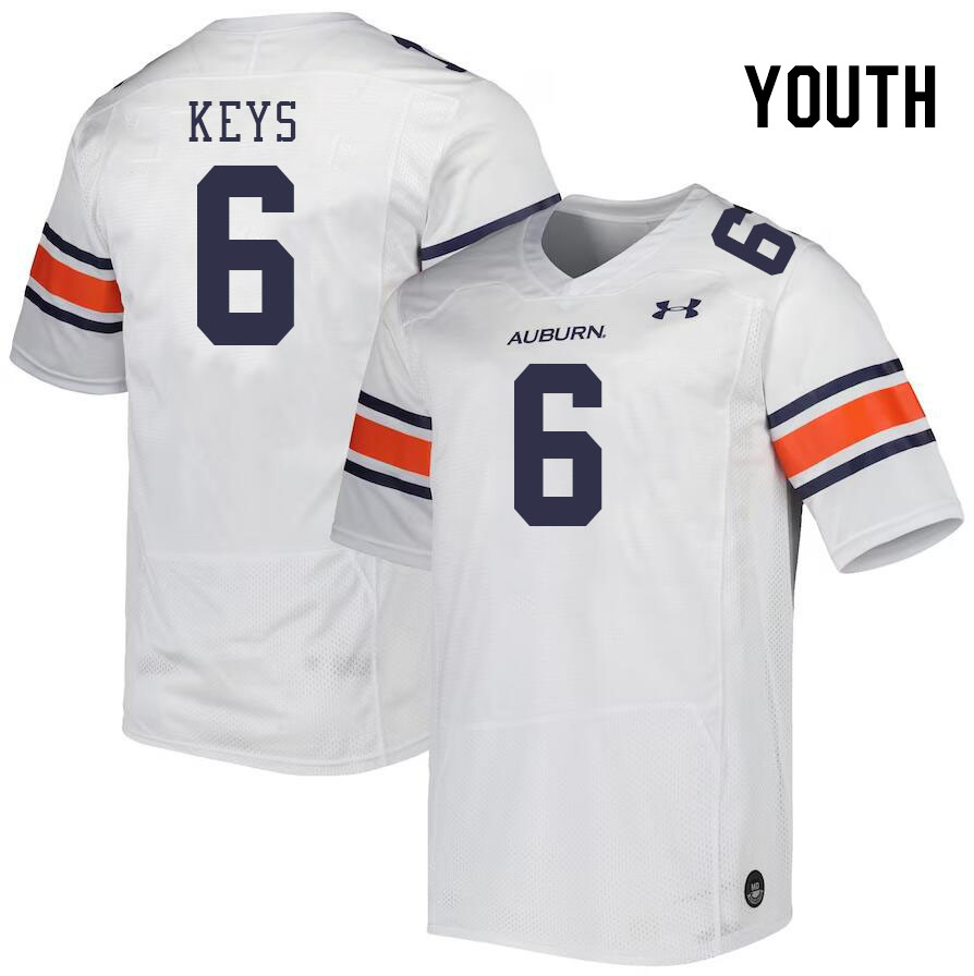 Youth #6 Austin Keys Auburn Tigers College Football Jerseys Stitched Sale-White